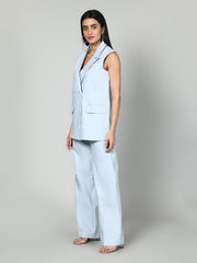 Sleevless Blazer and Trouser Set