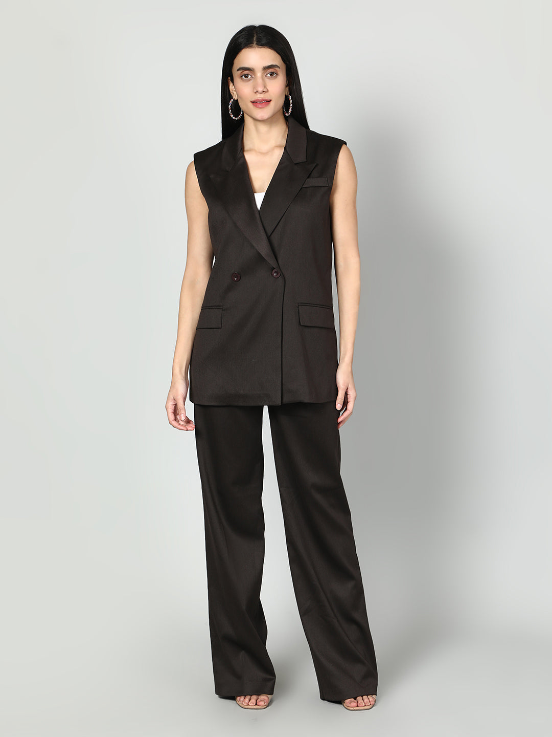Gaiia Sleevless Blazer And Trouser Set