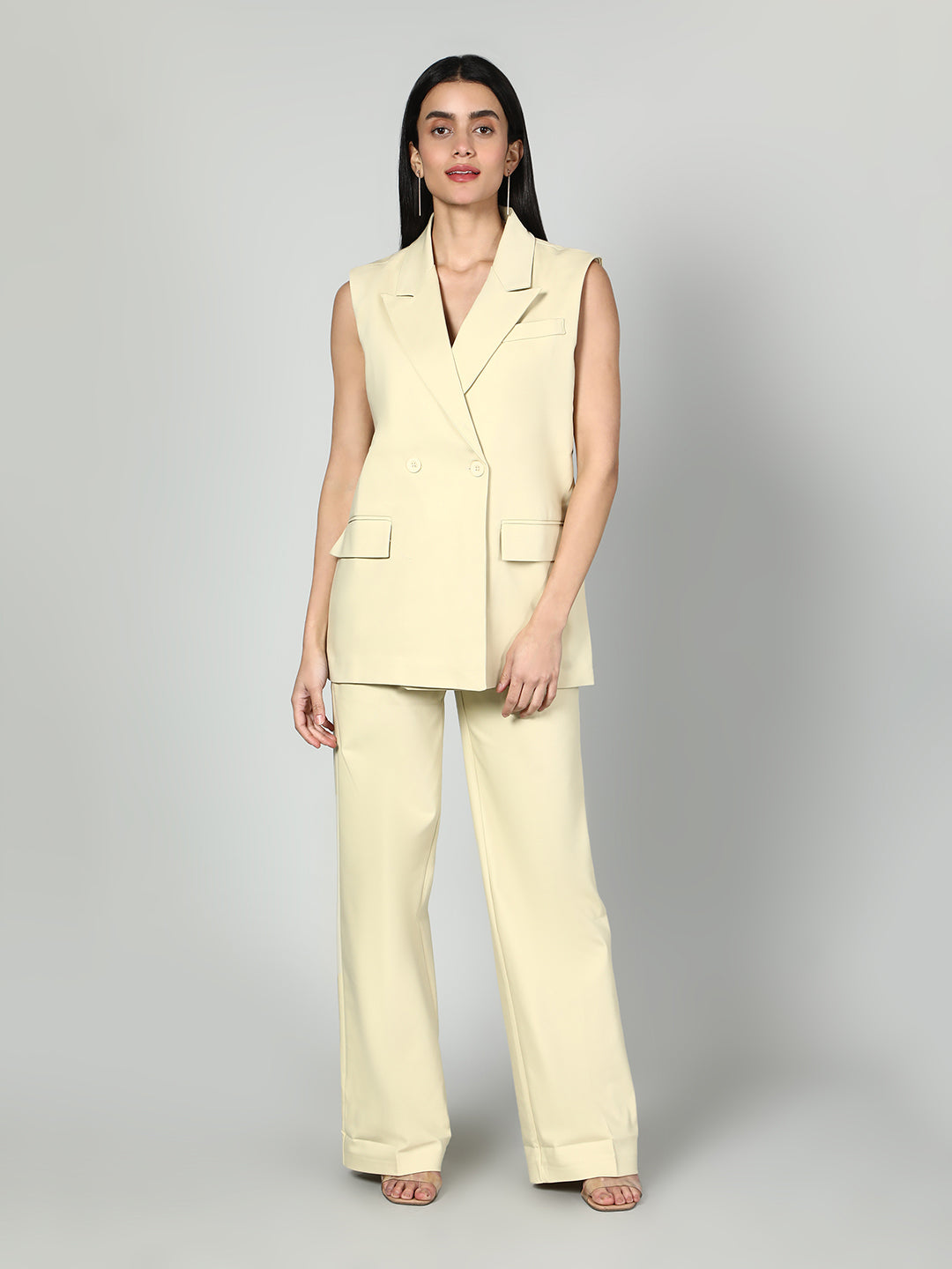 Gaiia Sleevless Blazer And Trouser Set