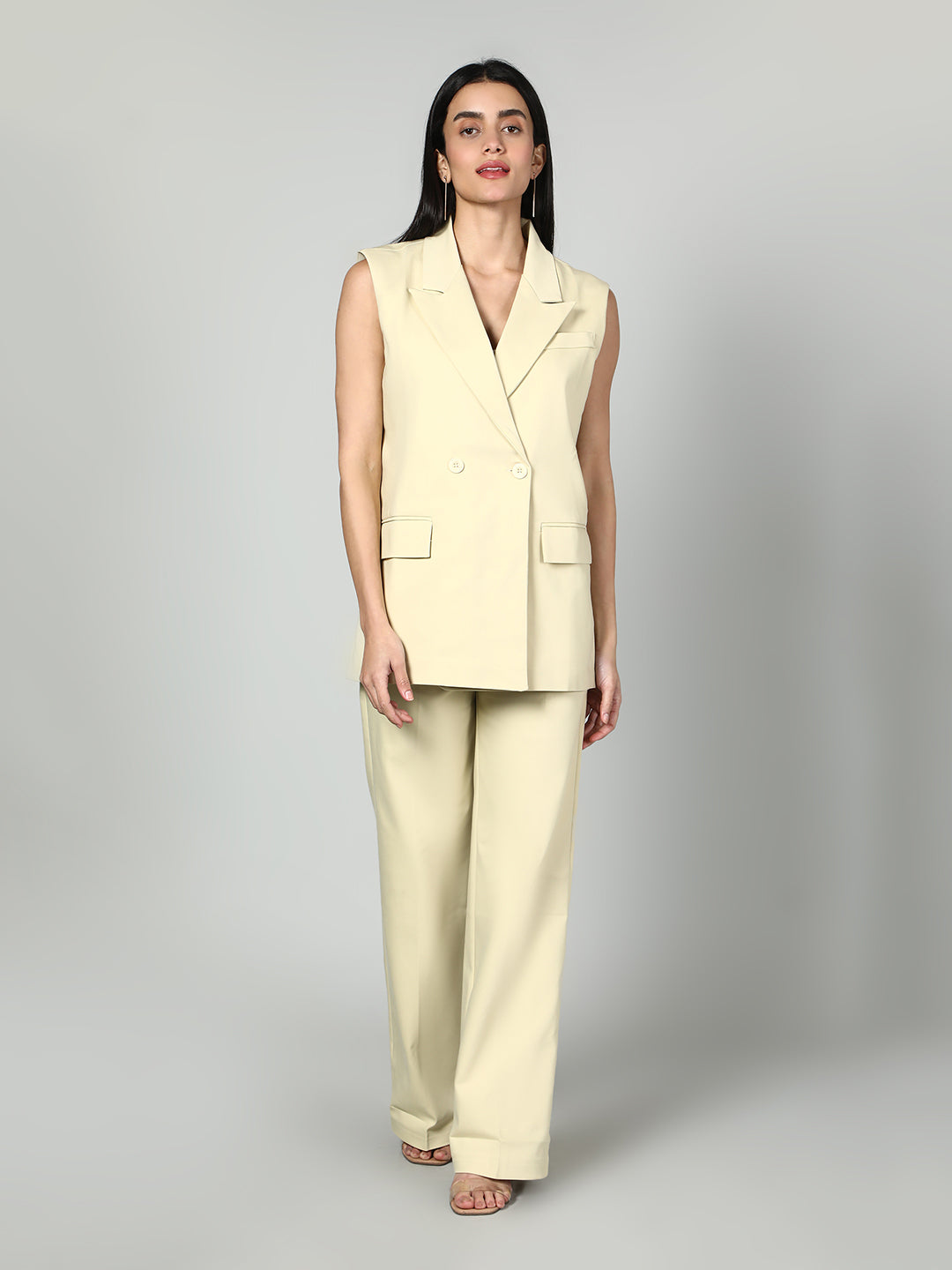 Gaiia Sleevless Blazer And Trouser Set