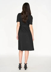 Gaiia Solid Color Wrap Around Dress - Black