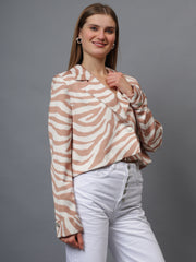 Satin Tiger Print Croppeed Blazer