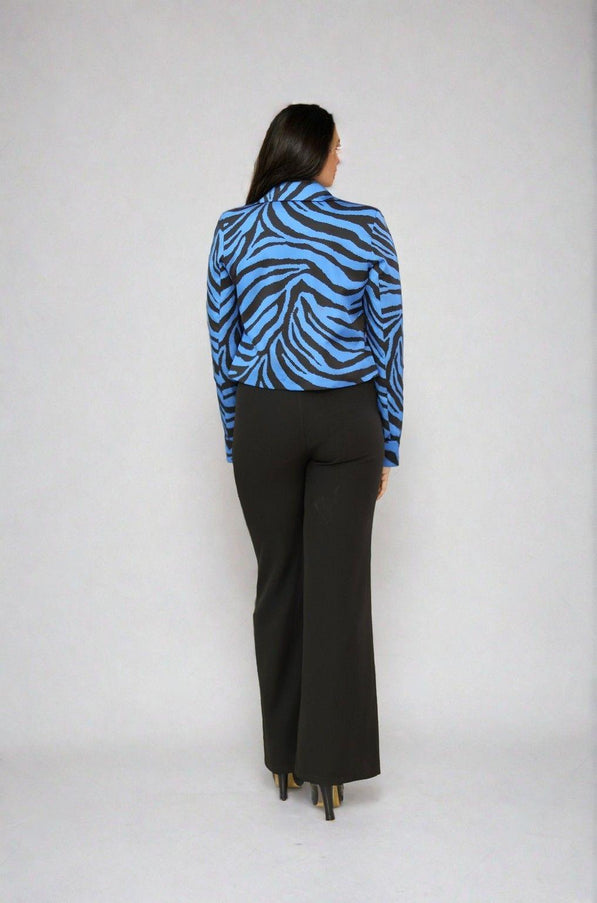 Satin Tiger Print Croppeed Blazer