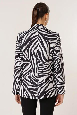 Satin Zebra Print Blazer