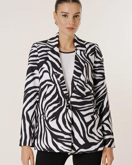 Satin Zebra Print Blazer