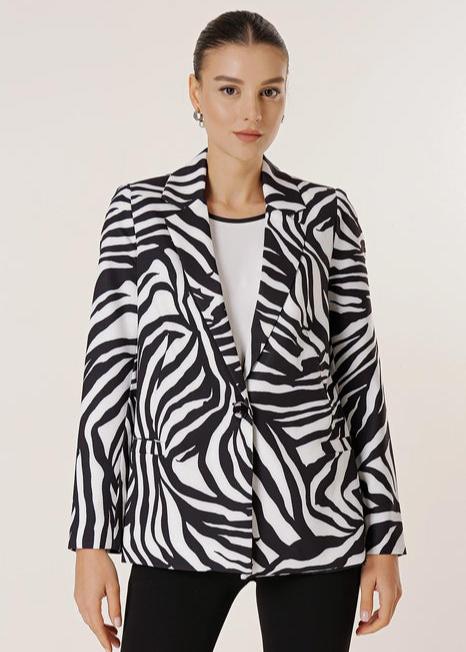 Satin Zebra Print Blazer