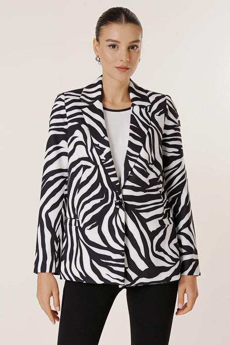 Satin Zebra Print Blazer