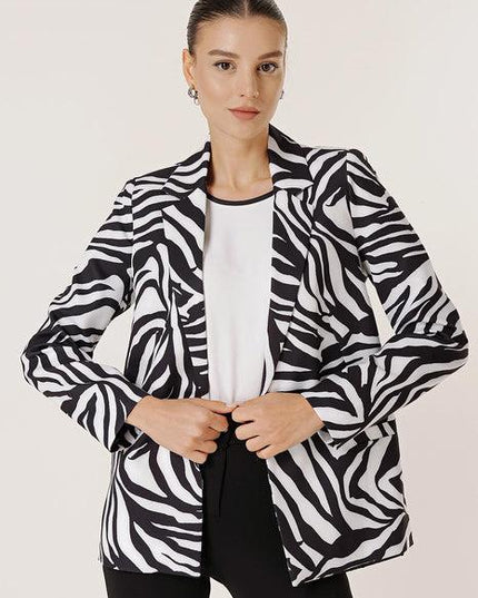 Satin Zebra Print Blazer