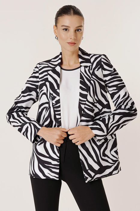 Satin Zebra Print Blazer