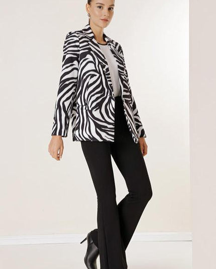 Satin Zebra Print Blazer