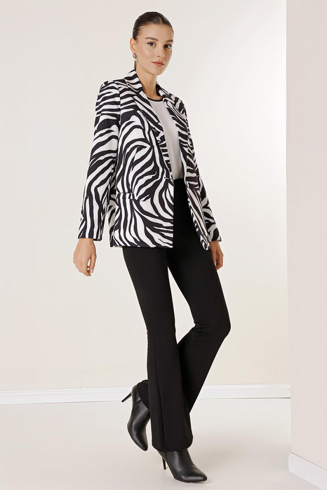 Satin Zebra Print Blazer