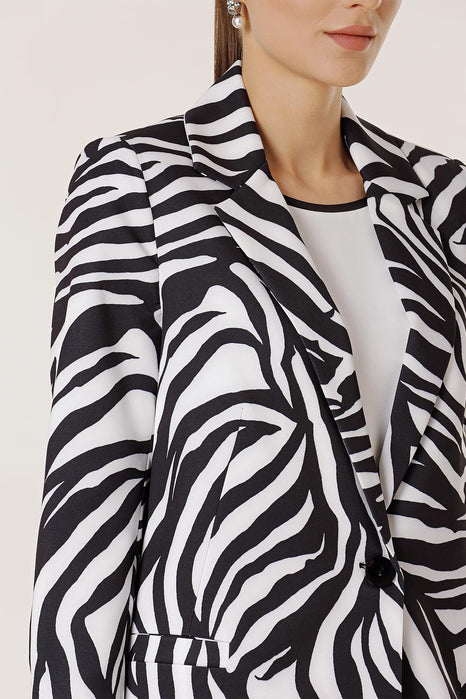 Satin Zebra Print Blazer