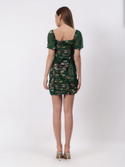 Gaiia Ruched Printed Bodycon Dress