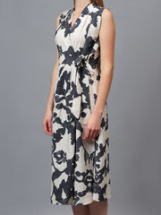 Printed Sleeveless Wrap Dress