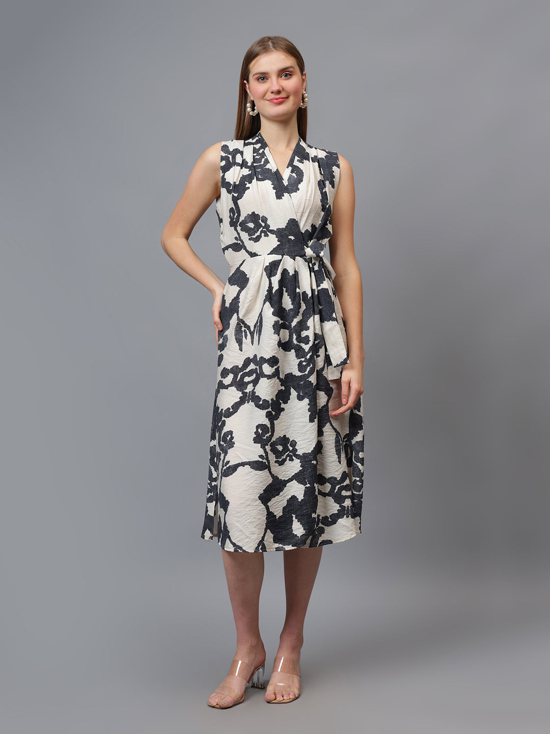 Gaiia Printed Sleeveless Wrap Dress