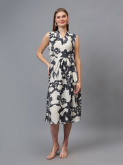 Printed Sleeveless Wrap Dress