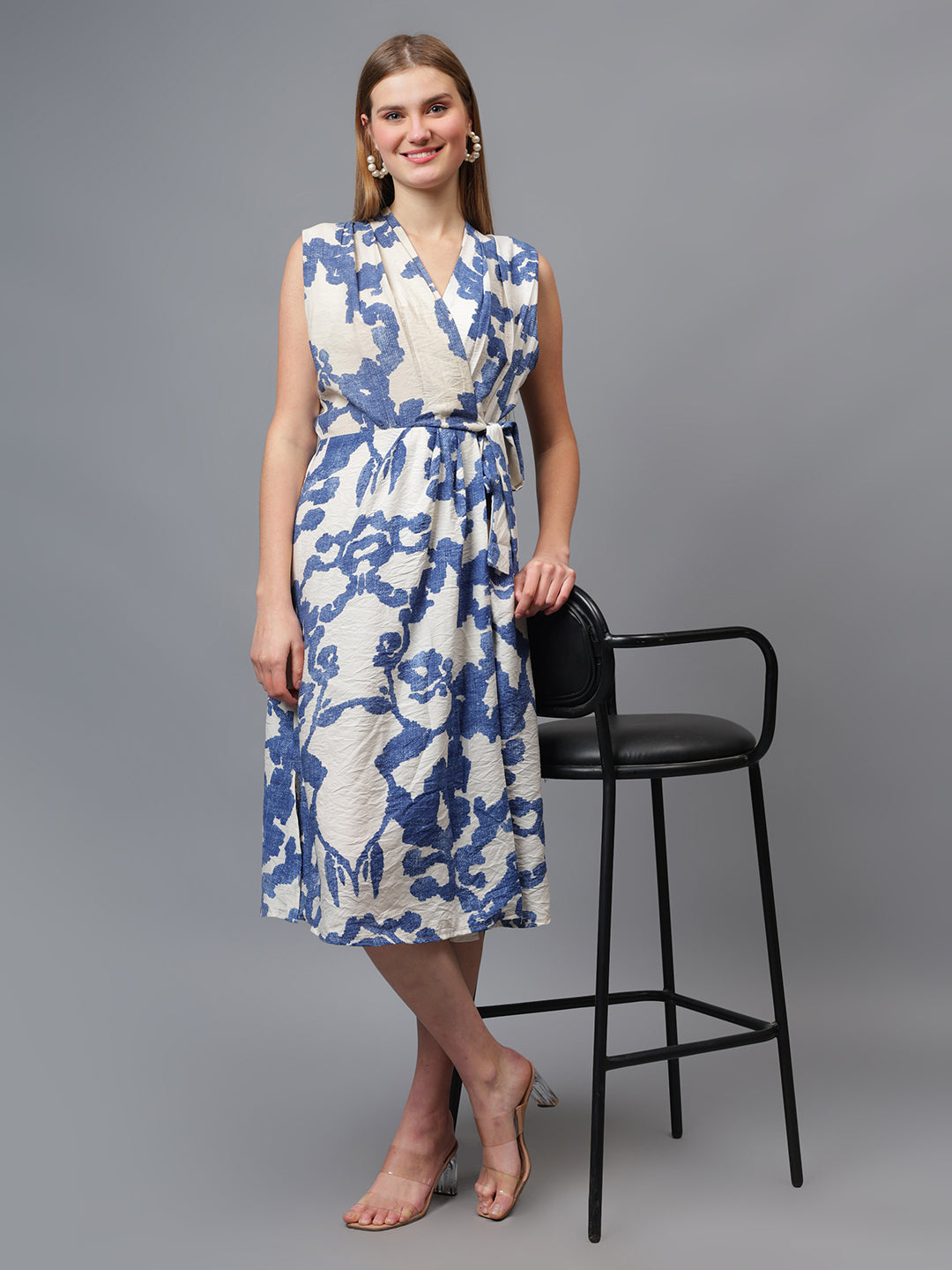 Gaiia Printed Sleeveless Wrap Dress