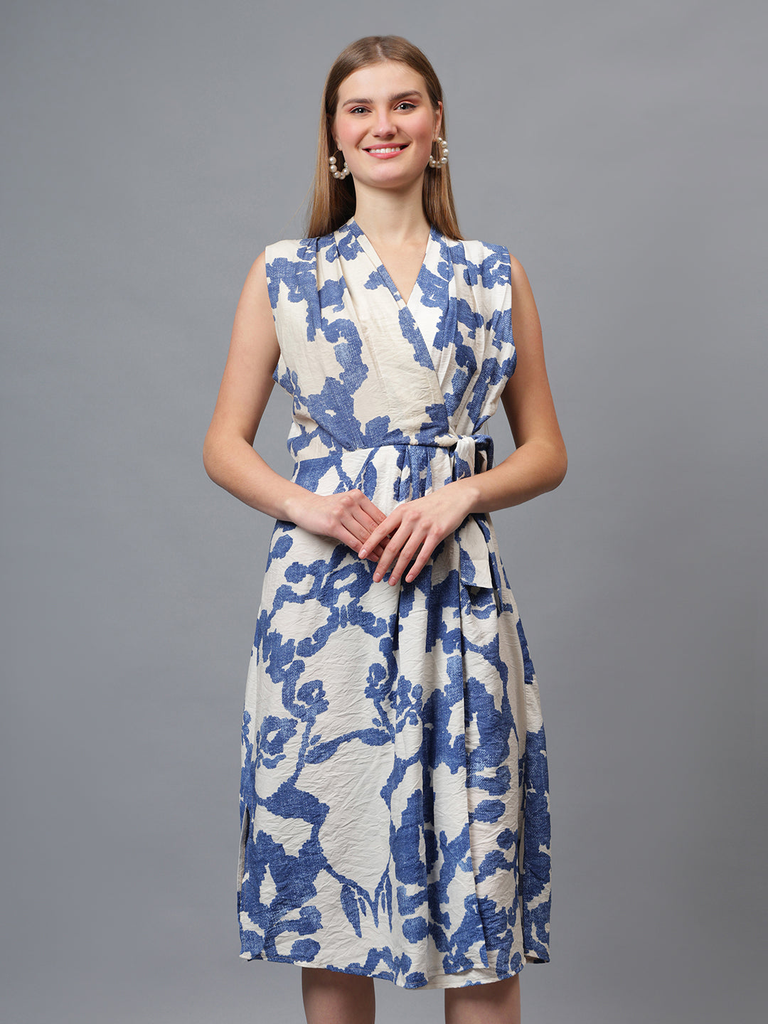 Gaiia Printed Sleeveless Wrap Dress