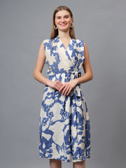 Printed Sleeveless Wrap Dress
