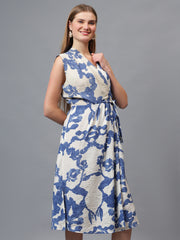 Printed Sleeveless Wrap Dress