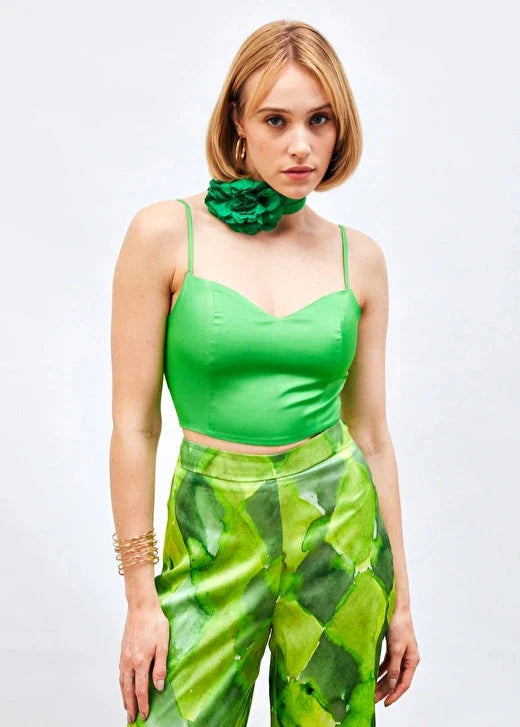 Gaiia Satin Bustier Crop Top