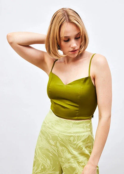 Gaiia Satin Bustier Crop Top