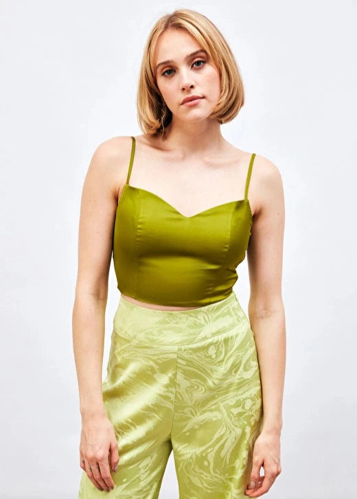 Gaiia Satin Bustier Crop Top