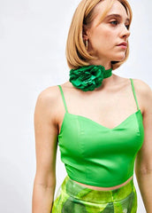 Gaiia Satin Bustier Crop Top