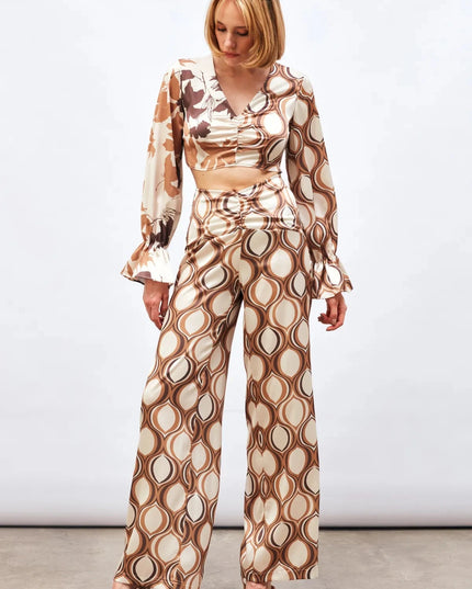 Satin Half & Half Printed Co-Ord Set