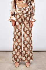 Gaiia Satin Half & Half Printed Co-Ord Set - Beige