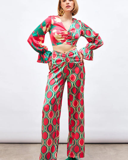 Satin Half & Half Printed Co-Ord Set