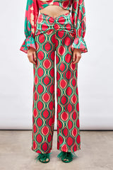 Gaiia Satin Half & Half Printed Co-Ord Set - Beige