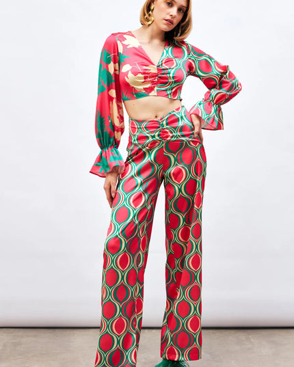 Satin Half & Half Printed Co-Ord Set