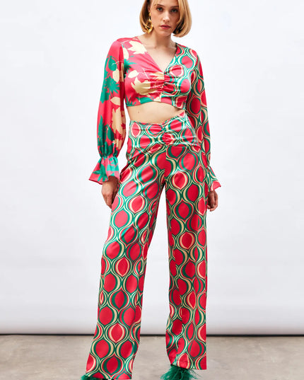 Satin Half & Half Printed Co-Ord Set