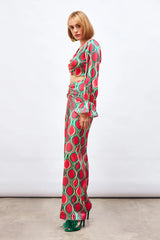 Gaiia Satin Half & Half Printed Co-Ord Set - Beige