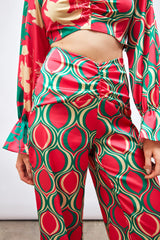 Gaiia Satin Half & Half Printed Co-Ord Set - Beige