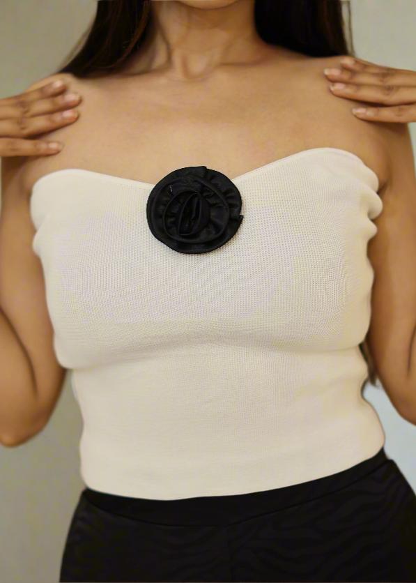 Fitted Tube Top With Flower