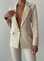 Gaiia Linen Oversize Blazer - Beige