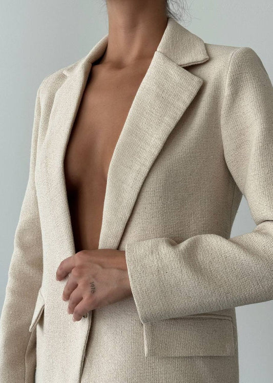 Gaiia Linen Oversize Blazer - Beige