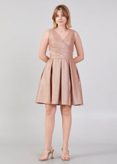 Shimmer Knee Length Dress With Waist Cut
