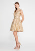 Sleeveless Golden Shimmer Knee Length Dress