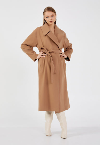 Gaiia Solid Colour Trench Coat With Belt