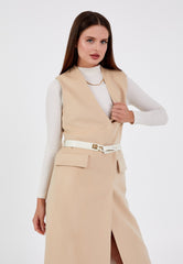 Gaiia Flap Pocket Sleeveless Long Coat