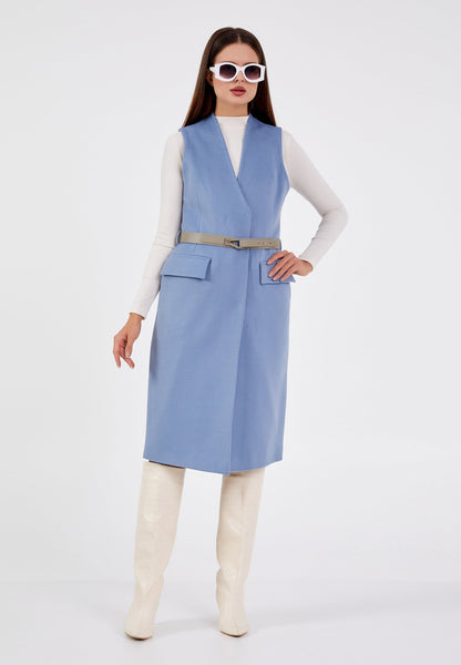 Gaiia Flap Pocket Sleeveless Long Coat