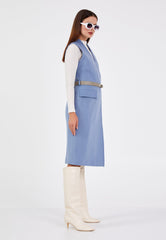 Gaiia Flap Pocket Sleeveless Long Coat