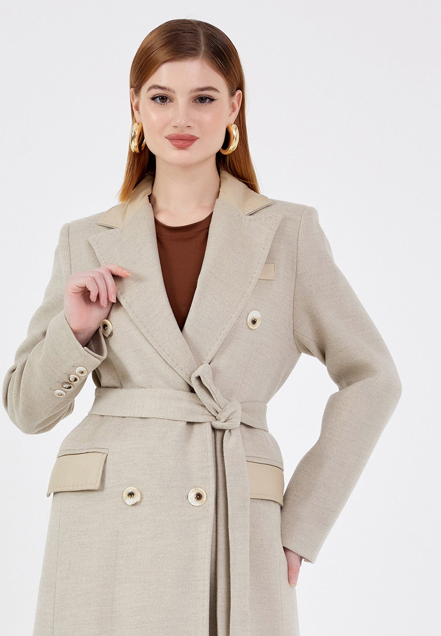 Gaiia Double-Breasted Long Coat