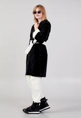 Gaiia Black Long Zipper Coat With Fleece Lining