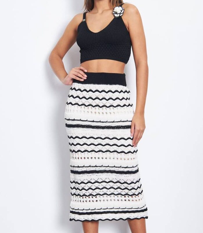 Crochet Crop Top And Skirt Set