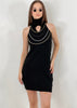 HIGH NECK CHAIN KNITTED DRESS