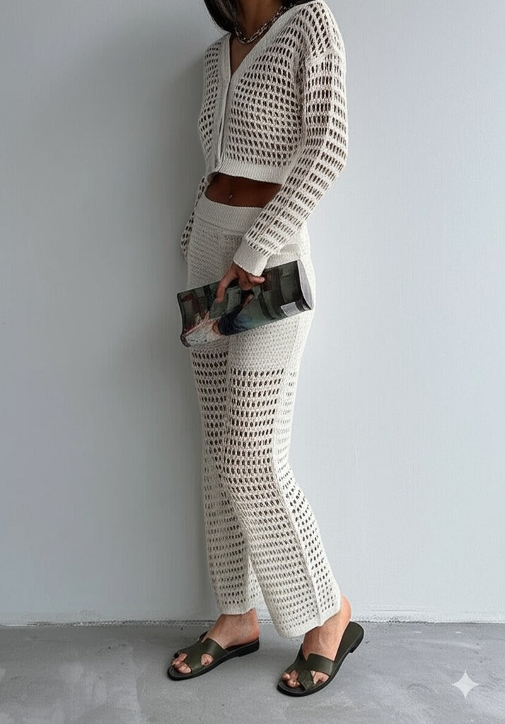 Gaiia Cutwork Boho Co-Ord Set - Beige